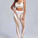 Sheer Mesh See Through Bodycon Leggings Matching Set White