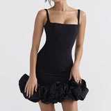 Sleeveless Ruffle Hem Mini Dress Black