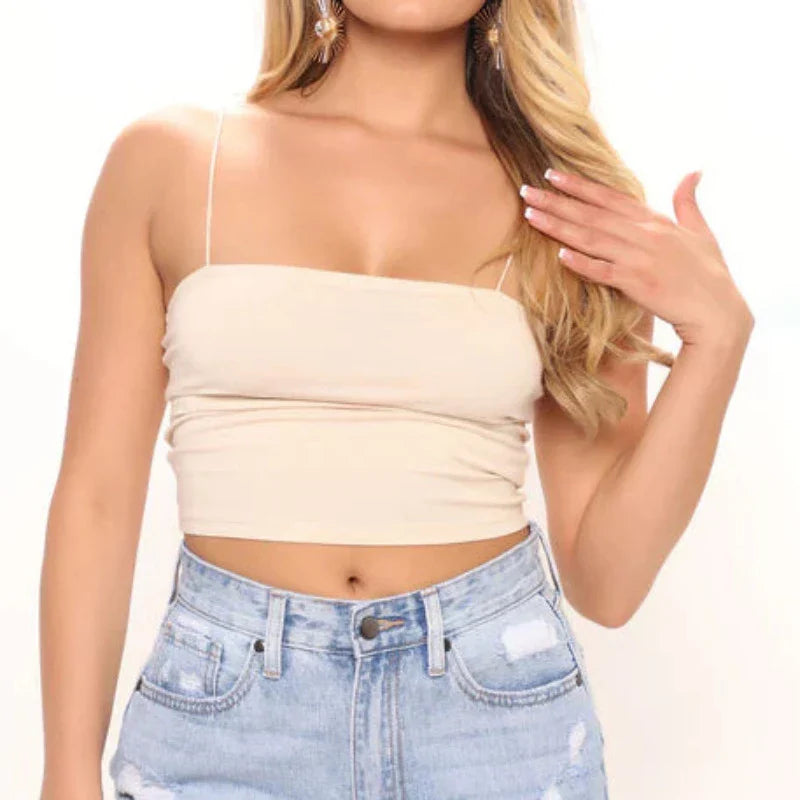 Minimalistic Cami Crop Top Beige