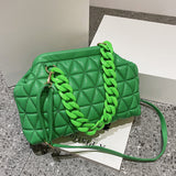 Thick Chain Color Handbag Green