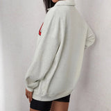 Vintage Collared Zipper Sweatshirt Gray