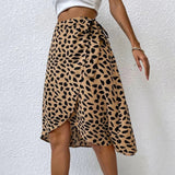 Polka Dot Wrap Maxi Skirt Black Brown