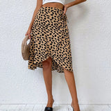 Polka Dot Wrap Maxi Skirt Black Brown