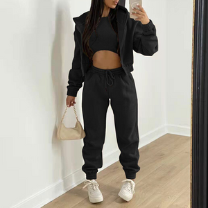 2-Piece Zipper Sweatshirt and Sweatpants Set