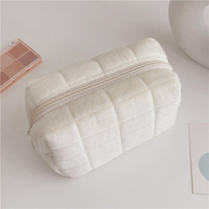 Faux Fur Makeup Bag White