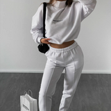 2-Piece Cropped Drawstring Hoodie and Sweatpants Set