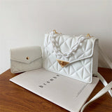 Quited Solid Color Handbag White