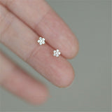 Dainty Flower Stud Earrings Silver