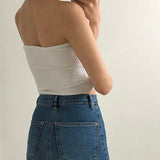 Basic Crop Bandeau Top White