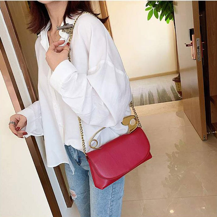 Faux Leather Clutch Crossbody Bag Red