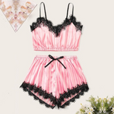 2-Piece Scrunched Satin Sleepwear Set Light Pink