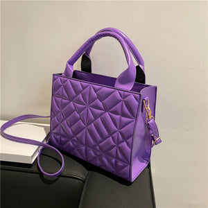 Quilted Tote Shoulder Bag Purple