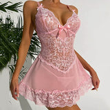 Lace V-Neck Sleepwear Dress Pink