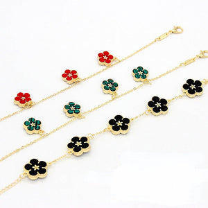 18K Gold Plated Flower Bracelet Red