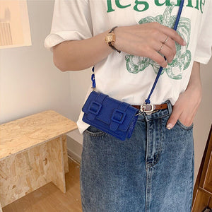 Chain Faux Leather Mini Bag Blue