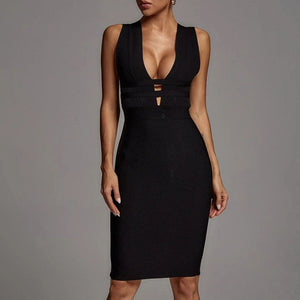 Cut Out Bandage Midi Dress Black