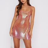 Elegant Shiny Mini Dress Orange