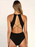 Halter Neck Sleeveless Backless Bodysuit