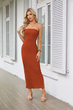 Strapless Satin Maxi Dress