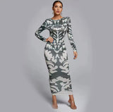 Backless Printed Bodycon Maxi dress