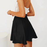 Wrap Satin Mini Skirt Black