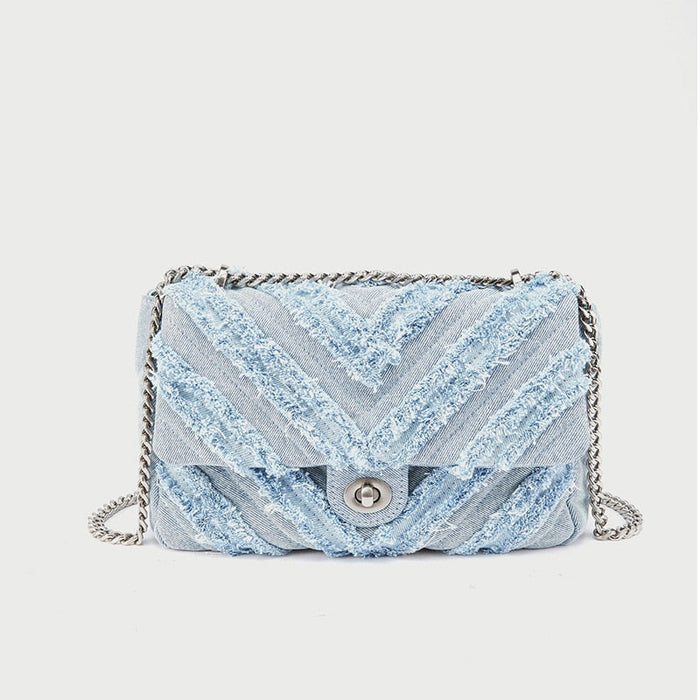 Denim Chain Bag Blue