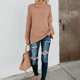 Knitted Oversized Turtleneck Sweater Khaki