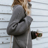 Knitted Oversized Turtleneck Sweater Gray