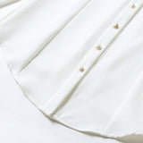 Gold Button Up Blouse Top White