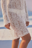 Long Sleeve Lace Deep V-Neck Mini Dress