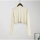 Rhinestone Tassel Loose Crop Sweater Cream