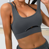 Sleeveless Layered Workout Top Gray