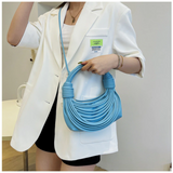 Braided Knotted Shoulder Bag Light Blue