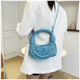 Braided Knotted Shoulder Bag Light Blue