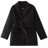 Short Belted Cotton Jacket Black