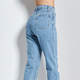 Full Length High Waist Boyfriend Jeans Light Blue