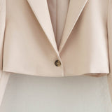 2-Piece Cropped Blazer and High Waist Skort Matching Set Cream