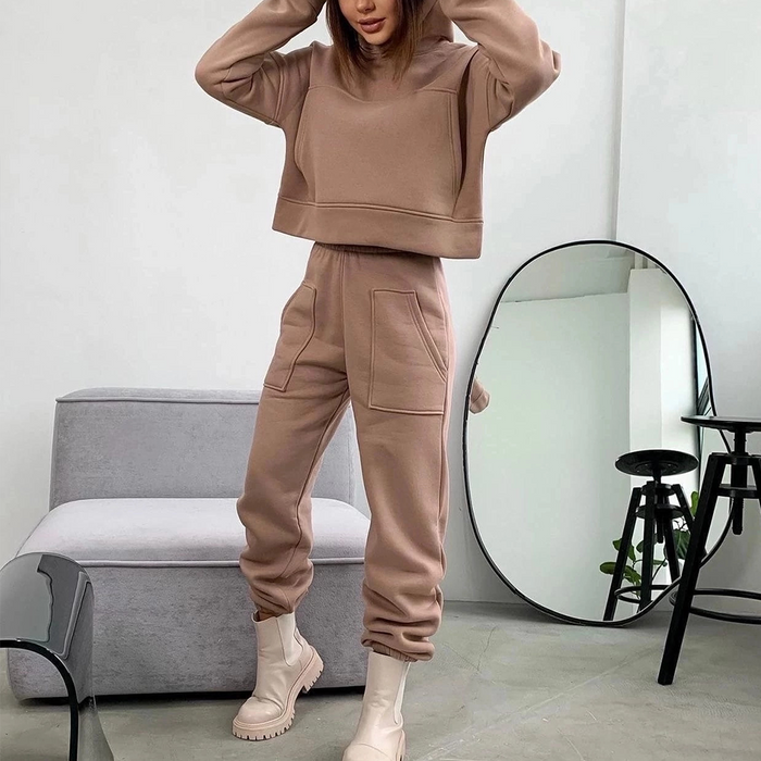 Basic Cropped Hoodie and Sweatpants Set