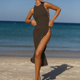 Wrap Chiffon Beach Cover Up Brown