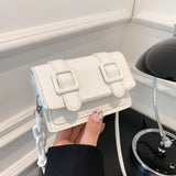 Chain Faux Leather Mini Bag White