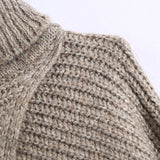 Crossover Knitted Turtleneck Crop Sweater Oatmeal