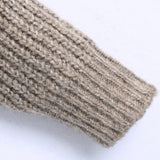 Crossover Knitted Turtleneck Crop Sweater Oatmeal