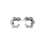 Liquid Open Hoop Earrings Silver