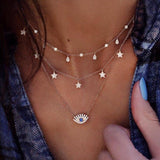 Bohemian Chain Necklace Evil Eye