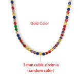 Dainty Tennis Chain Necklace Rainbow 3mm