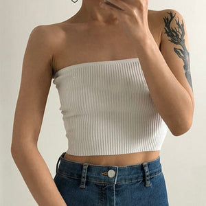 Basic Crop Bandeau Top White