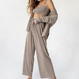 3-Piece Loungewear Set Brown