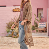 Lace Crochet Beach Cover Up Robe Brown